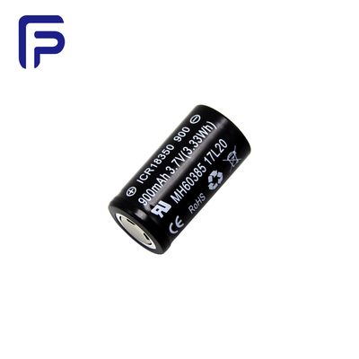 18350 Lithium Ion Battery Cells 900mAh 3.7V Pvc Material CE UL ROHS Certificate