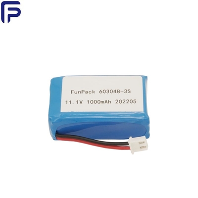 11.1V 3S 603048 Lithium Ion Battery Pack 1000mAh 300 Cycle For Medical Machine